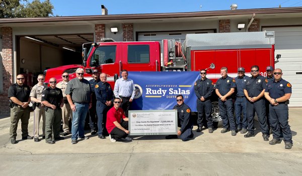 Assemblyman Rudy Salas with Kings County Firefighters.